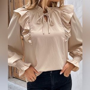 Elegant Beige Ruffle Blouse
